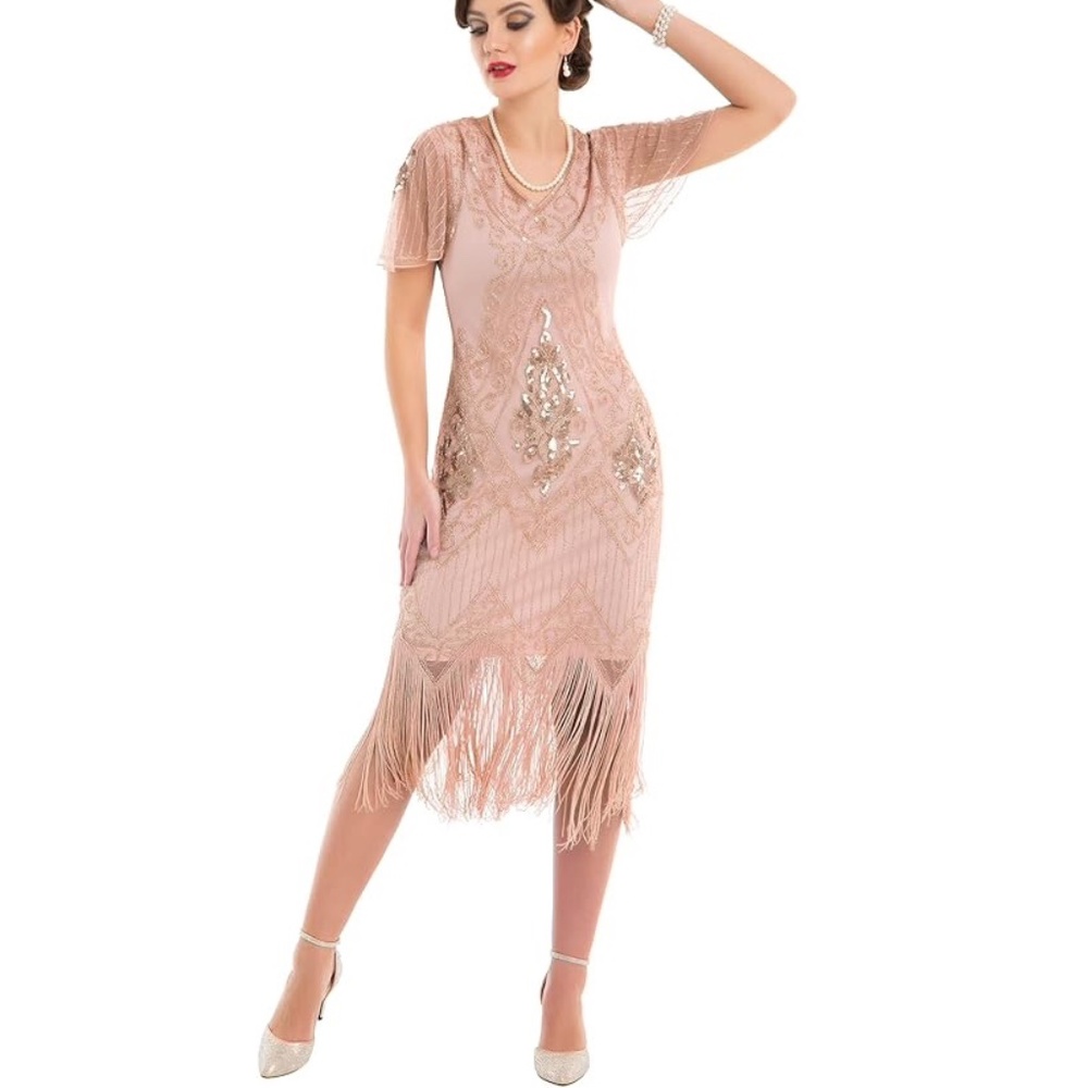 20s Style Flapper Dress - Small